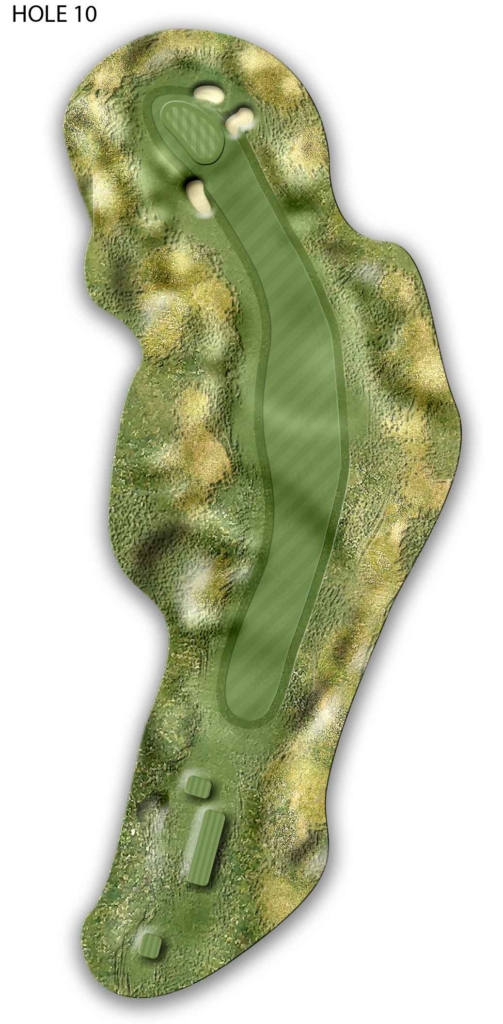 Illustrated overhead map of Donegal Golf Course Hole 10