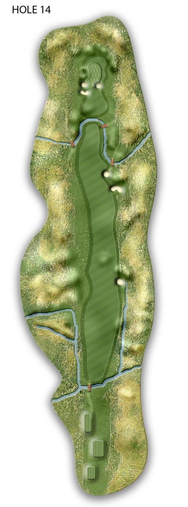 Illustrated overhead map of Donegal Golf Course Hole 14
