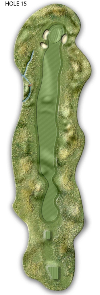 Illustrated overhead map of Donegal Golf Course Hole 15