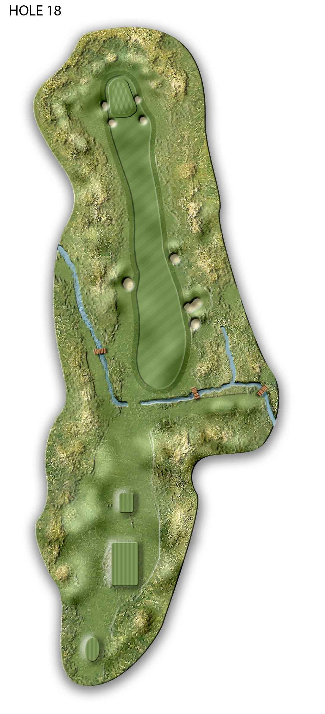 Illustrated overhead map of Donegal Golf Course Hole 18