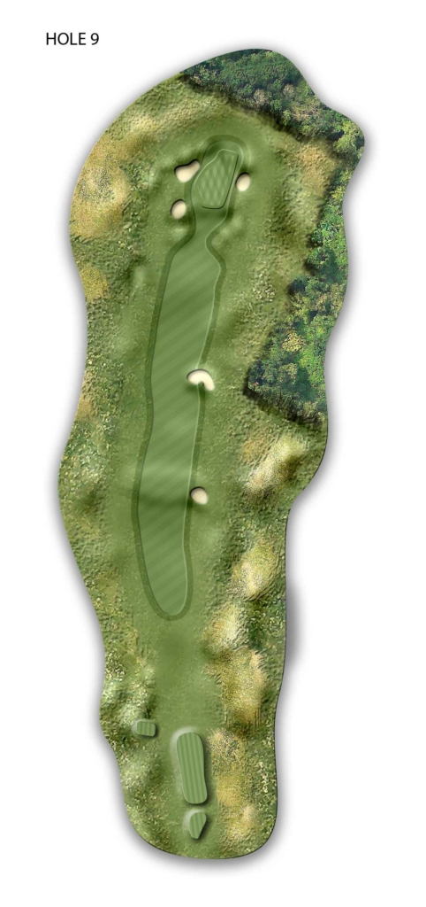 Illustrated overhead map of Donegal Golf Course Hole 9