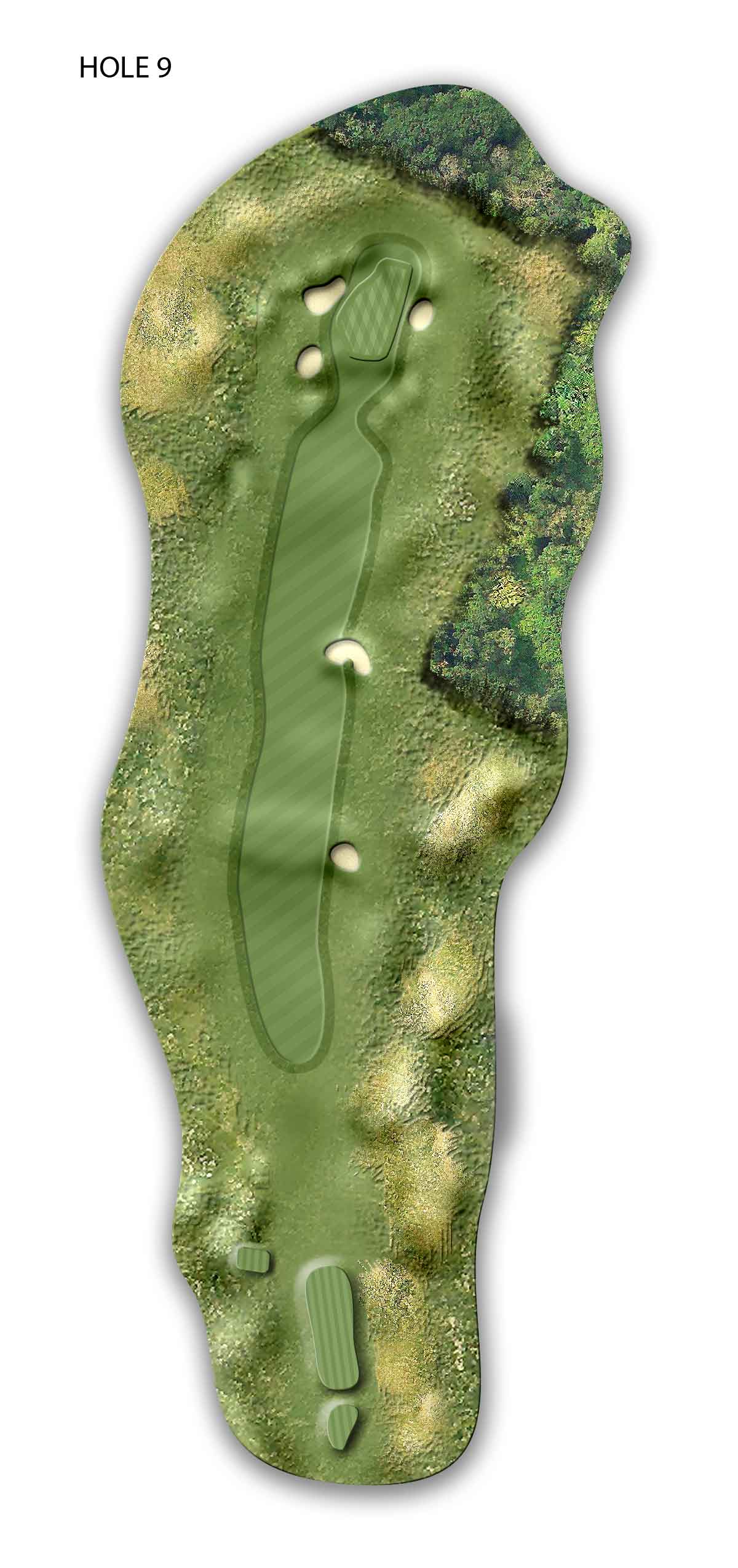 Illustrated overhead map of Donegal Golf Course Hole 9