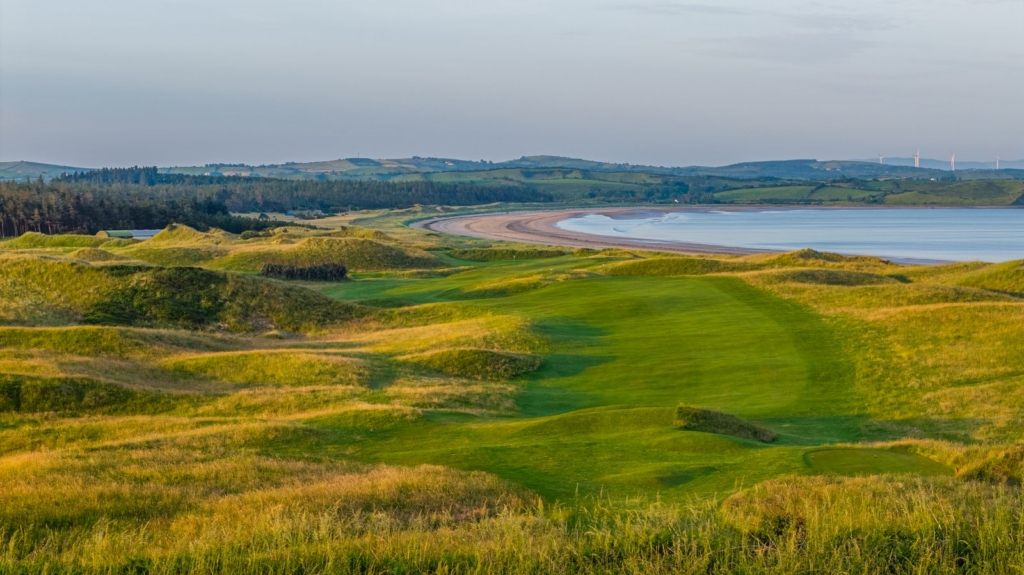 donegal golf club course landscape featuring donegal bay in the background